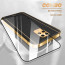 Vaku ® 2In1 Combo Xiaomi Redmi Note 9 Pro Max Luxemberg Leather Stitched Gold Electroplated Case with 9H Shatterproof Tempered Glass