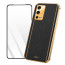 Vaku ® 2In1 Combo Oppo A55 Luxemberg Leather Stitched Gold Electroplated Case with 9H Shatterproof Tempered Glass