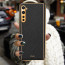 Vaku ® 2In1 Combo OnePlus Nord Luxemberg Leather Stitched Gold Electroplated Case with 9H Shatterproof Tempered Glass
