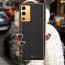 Vaku ® 2In1 Combo Oppo A55 Luxemberg Leather Stitched Gold Electroplated Case with 9H Shatterproof Tempered Glass