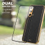 Vaku ® 2In1 Combo OnePlus Nord CE Luxemberg Leather Stitched Gold Electroplated Case with 9H Shatterproof Tempered Glass