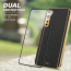 Vaku ® 2In1 Combo OnePlus Nord Luxemberg Leather Stitched Gold Electroplated Case with 9H Shatterproof Tempered Glass