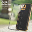 Vaku ® 2In1 Combo Samsung Galaxy A22 5G Luxemberg Leather Stitched Gold Electroplated Case with with ESD Anti-Static Shatterproof Tempered Glass