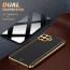 Vaku ® 2In1 Combo Oppo F17 Pro Luxemberg Leather Stitched Gold Electroplated Case with 9H Shatterproof Tempered Glass