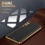 Vaku ® 2In1 Combo Samsung Galaxy A50 Luxemberg Leather Stitched Gold Electroplated Case with 9H Shatterproof Tempered Glass