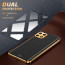 Vaku ® 2In1 Combo Samsung Galaxy A22 5G Luxemberg Leather Stitched Gold Electroplated Case with with ESD Anti-Static Shatterproof Tempered Glass