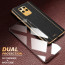 Vaku ® 2In1 Combo Xiaomi Redmi Note 9 Pro Max Luxemberg Leather Stitched Gold Electroplated Case with 9H Shatterproof Tempered Glass