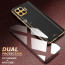 Vaku ® 2In1 Combo Oppo F17 Pro Luxemberg Leather Stitched Gold Electroplated Case with 9H Shatterproof Tempered Glass