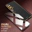 Vaku ® 2In1 Combo OnePlus Nord CE Luxemberg Leather Stitched Gold Electroplated Case with 9H Shatterproof Tempered Glass