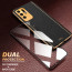 Vaku ® 2In1 Combo Oppo F19 Pro Plus Luxemberg Leather Stitched Gold Electroplated Case with with ESD Anti-Static Shatterproof Tempered Glass