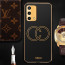 Vaku ® Oppo F19s Skylar Leather Pattern Gold Electroplated Soft TPU Back Cover