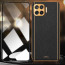 Vaku ® 2In1 Combo Oppo F17 Pro Luxemberg Leather Stitched Gold Electroplated Case with 9H Shatterproof Tempered Glass