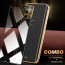 Vaku ® 2In1 Combo Samsung Galaxy M31 Luxemberg Leather Stitched Gold Electroplated Case with 9H Shatterproof Tempered Glass