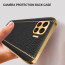 Vaku ® 2In1 Combo Oppo F17 Pro Luxemberg Leather Stitched Gold Electroplated Case with 9H Shatterproof Tempered Glass