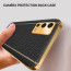 Vaku ® 2In1 Combo Oppo A55 Luxemberg Leather Stitched Gold Electroplated Case with 9H Shatterproof Tempered Glass