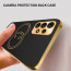 Vaku ® 2In1 Combo Samsung Galaxy A73 5G Skylar Leather Pattern Gold Electroplated Soft TPU Back Cover with 9H Shatterproof Tempered Glass