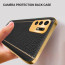 Vaku ® 2In1 Combo Oppo F19 Pro Plus Luxemberg Leather Stitched Gold Electroplated Case with with ESD Anti-Static Shatterproof Tempered Glass