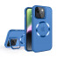 Vaku ® Apple iPhone 14 Rime Frosted Magnetic Magpro Translucent Camera Protector Case with Built-in Stash Stand Back Cover