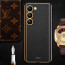 Vaku ® Vivo Y100 4G Luxemberg Leather Pattern Gold Electroplated Soft TPU Back Cover