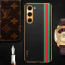 Vaku ® Samsung Galaxy S23 Plus Felix Line Leather Stitched Gold Electroplated Soft TPU Back Cover Case