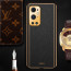 Vaku ® OnePlus 9 Pro Luxemberg Series Leather Stitched Gold Electroplated Soft TPU Back Cover