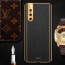 Vaku ® Vivo V15 Pro Luxemberg Series Leather Stitched Gold Electroplated Soft TPU Back Cover