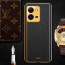 Vaku ® Vivo V25 Luxemberg Series Leather Stitched Gold Electroplated Soft TPU Back Cover