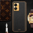 Vaku ® OnePlus Nord 2T 5G Luxemberg Series Leather Stitched Gold Electroplated Soft TPU Back Cover