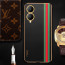 Vaku ® Vivo Y17s Felix Line Leather Stitched Gold Electroplated Soft TPU Back Cover Case