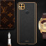 Vaku ® Xiaomi Redmi 10A Luxemberg Series Leather Stitched Gold Electroplated Soft TPU Back Cover