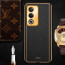 Vaku ® Oppo A3 Pro 5G Luxemberg Leather Pattern Gold Electroplated Soft TPU Back Cover