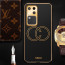 Vaku ® Vivo V30 5G Skylar Leather Pattern Gold Electroplated Soft TPU Back Cover