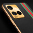 Vaku ® Vivo Y21e Felix Line Leather Stitched Gold Electroplated Soft TPU Back Cover Case