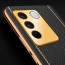 Vaku ® Vivo V27 5G Luxemberg Leather Pattern Gold Electroplated Soft TPU Back Cover