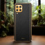 Vaku ® Samsung Galaxy M53 5G Luxemberg Series Leather Stitched Gold Electroplated Soft TPU Back Cover