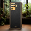 Vaku ® Oppo F19 Pro Luxemberg Series Leather Stitched Gold Electroplated Soft TPU Back Cover