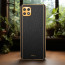 Vaku ® Samsung Galaxy A22 5G Luxemberg Series Leather Stitched Gold Electroplated Soft TPU Back Cover