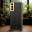 Vaku ® Samsung Galaxy S22 Plus Luxemberg Series Leather Stitched Gold Electroplated Soft TPU Back Cover