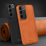 Vaku ® Vivo V27 5G Luxe Premium Leather Stitched Non-Slip Grip Protective Back Cover