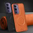Vaku ® Vivo Y300 5G Maxtron Leather Stitched Magnetic Magsafe Non-Slip Grip Shockproof Back Cover