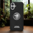Vaku ® Apple iPhone 16 Regal Shield Metal Lion Engraved Leather Protective Back Cover