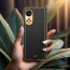 Vaku ® Oppo Reno8T 5G Luxemberg Series Leather Stitched Gold Electroplated Soft TPU Back Cover