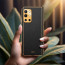 Vaku ® OnePlus 9R Luxemberg Series Leather Stitched Gold Electroplated Soft TPU Back Cover