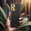 Vaku ® Redmi Note 10 Pro Luxemberg Series Leather Stitched Gold Electroplated Soft TPU Back Cover