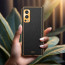 Vaku ® OnePlus Nord 2 Luxemberg Series Leather Stitched Gold Electroplated Soft TPU Back Cover