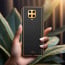 Vaku ® Redmi Note 9 Pro Max Luxemberg Series Leather Stitched Gold Electroplated Soft TPU Back Cover