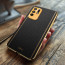 Vaku ® Oppo F19 Pro Plus 5G Luxemberg Series Leather Stitched Gold Electroplated Soft TPU Back Cover