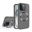 Vaku ® Apple iPhone 15 Rime Frosted Magnetic Magpro Translucent Camera Protector Case with Built-in Stash Stand Back Cover