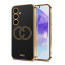 Vaku ® Samsung Galaxy A55 5G Skylar Leather Pattern Gold Electroplated Soft TPU Back Cover