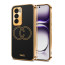 Vaku ® Oppo Reno12 5G Skylar Leather Pattern Gold Electroplated Soft TPU Back Cover